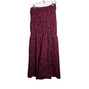 Sundry Anthropology Womens Red & Navy Floral Tiered Maxi Skirt Aloha Floral sz 2